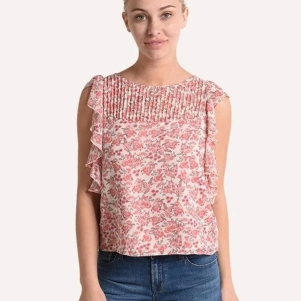 BB Dakota S Small Rose My Mind Floral Blouse Printed Chiffon